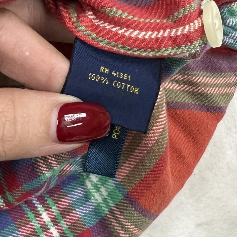 Polo Ralph Lauren Flannel Shirt Mens S Red Plaid Quilted Yoke Quarter Zip